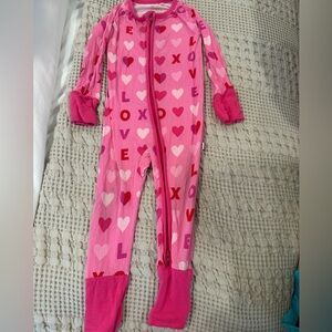 Little Sleepies Pink Love Heart Footie